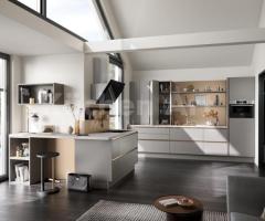 Cuisine moderne Calgary en chêne velouté Grège minimaliste contemporain