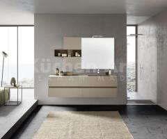 Salle de Bain Luxueuse en Fenix avec Vasque Intégrée et Finition Bois Sherwood Scuro
