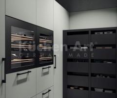 Cuisine avec deux îlot moderne couleur Eucalyptus et Noir avec cave à Vins intégré - 4