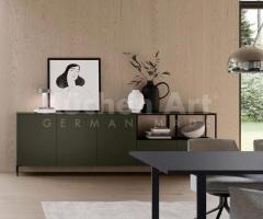 Buffet Moderne Vert Olive et Gris Soie : Élégance Minimaliste et Couleurs Modernes