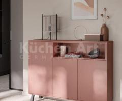 Buffet moderne rouge amarante | Design audacieux sur pieds noirs
