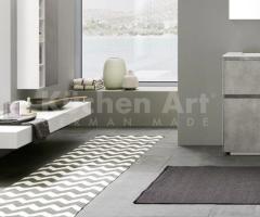 Salle de bains grise en HPL Unicolor | Vasque blanche intégrée & design contemporain - 7